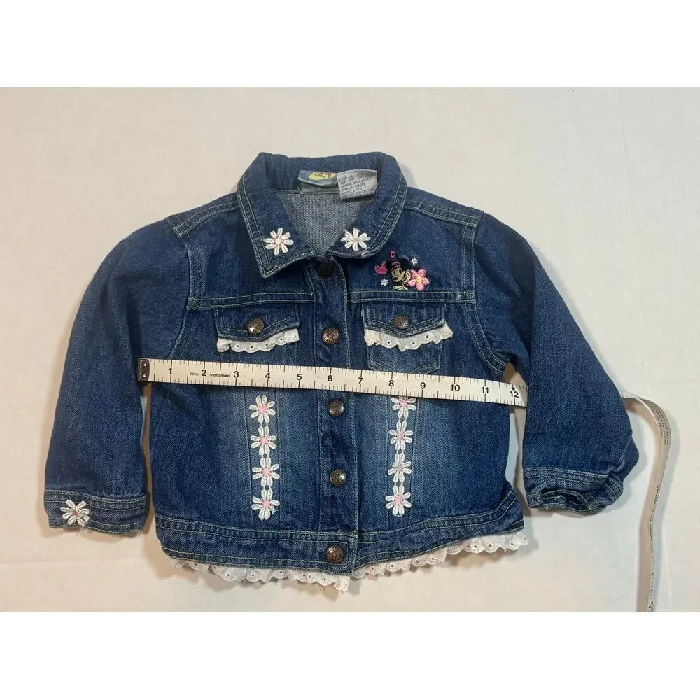 Vintage 90s Original Mickey Disney Denim Jean Jacket Baby Girl Toddler 24 Months